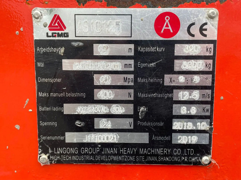 Samohybná plošiny LGMG AS1012E | 12 METER | 320 KG | GS-3232 | ES 3246: obrázok 15